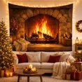 thumbnail image 3 of Stone Fireplace Beside a Woven Firewood Basket, Cozy Rustic for Home Decor Lovers, Hearth Wall Art, Housewarming Gift, Tapestry Wall Hanging for Living Room and Den, 3 of 7