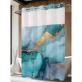thumbnail image 4 of Marble Teal No Hook Shower Curtain Waterproof, Bathroom Curtains with Snap in Liners and See Through Top Window, Modern Ink Painting Abstract Golden Art Hotel Style Bathtub Curtains Shower 60"Wx72"L, 4 of 8