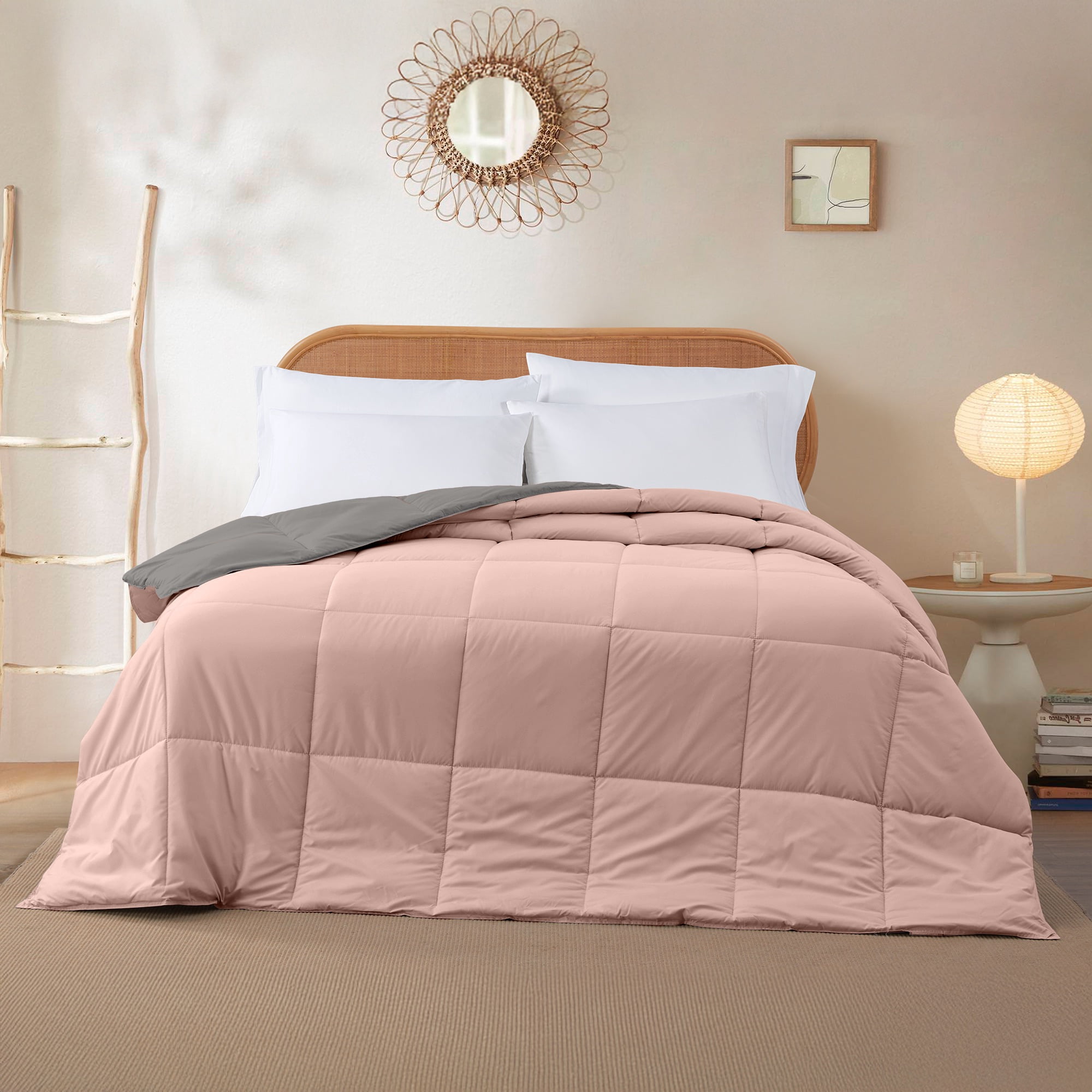 Modern Threads Reversible Charcoal & Misty Rose All-Season Down Alternative Adult Bed Comforter, Queen
