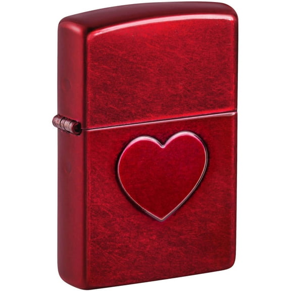Zippo 46588 Stamped Heart Design Candy Apple Red Pocket Lighter