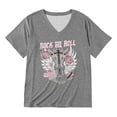 thumbnail image 4 of Plus Size Tops for Women Western Vintage Cowgirl Graphic Short Sleeve V-Neck T Shirts 2025 Summer Trendy Casual Basic Tees Light Gray 3XL, 4 of 4