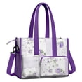 thumbnail image 2 of Teacher Tote Bag,Pioneer Flower Floral Print Pattern Teacher Utility Tote Bag,Large Work Tote Bags for Women with Multiple Pockets,Top Zipper Closure,13.8x10.6x6.7 Inch, 2 of 5