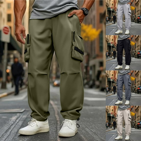 Cllios Cargo Pants for Men Slim Fit Outdoor Athletic Trousers Work Pants Classic Workout Baggy Cargo Pant with Multi Pockets M-2XL