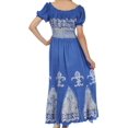 thumbnail image 2 of Sakkas Batik Fleur De Lis Embroidered Peasant Dress - Royal Blue - One Size, 2 of 4