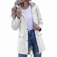 thumbnail image 6 of SHTXOZHI Long Jacket for Women Fall Drawstring Button Up Coat Casual Outdoor Striped Hooded Zipper Top with Pockets, 6 of 6