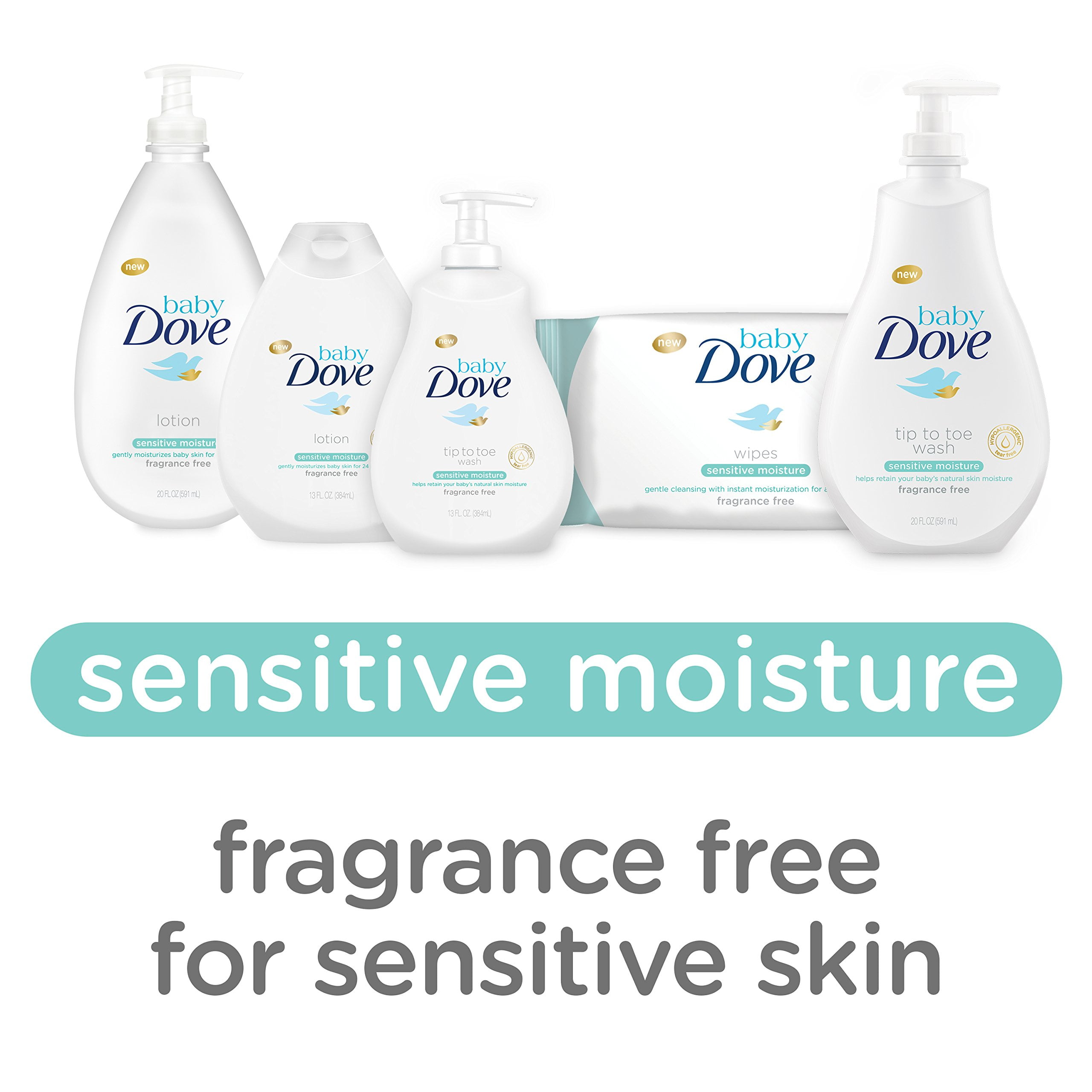 Baby Dove Fragrance Free Lotion, Sensitive Moisture, 13 Ounce (Pack of 3)