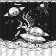 thumbnail image 1 of Spooky Skeleton Shower Curtain - Halloween Decor with Bats & Webs, 1 of 4