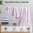 thumbnail image 5 of Jessy Home 12 Piece Light Purple Towel Set Soft Bath Towel for Bathroom-4 Bath Towels, 4 Hand Towels, 4 Washcloths Highly Absorbent Bath Sheet for Hotel & Spa, 5 of 8