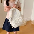 thumbnail image 4 of Sweet Polka Dot Backpacks Large Capacity Cute Lace Trim Backpack Soft Nylon Schoolbag Outdoor Travel Trip Backpack (White), 4 of 11