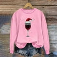 thumbnail image 4 of Christmas Sweatshirts for Women Solid Color Santa Printed Long Sleeve Crewneck Loose Shirts Pink XS, 4 of 4