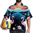 thumbnail image 4 of Flamingo Tropical Rainforest Men's Short Sleeve Poplin Shirt, Button Down Casual Summer Beach Printed Unisex Shirt, 4 of 6