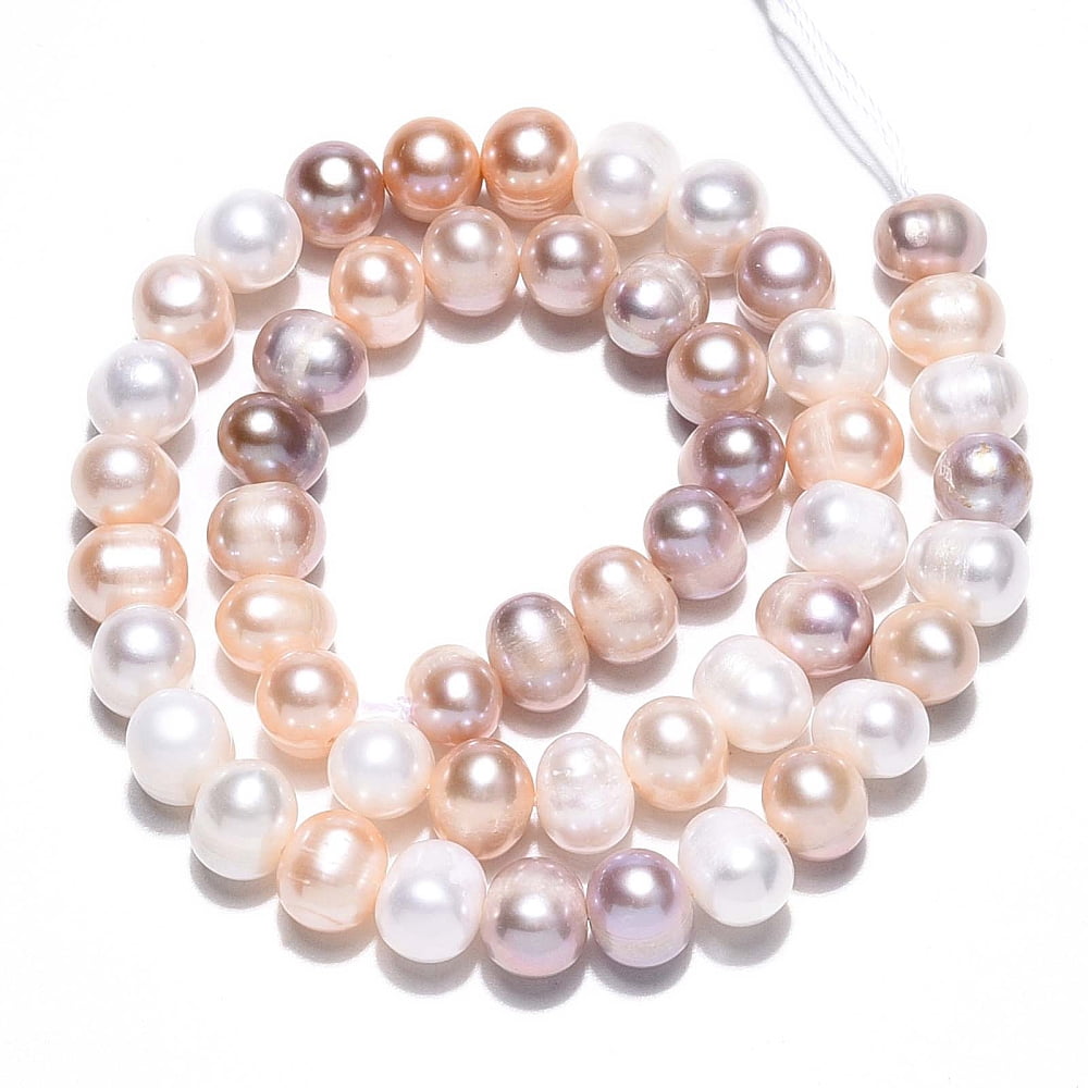 2Strand Natural Cultured Freshwater Pearl Beads Strands Grooved Potato Mixed Color 6~7.5x7~9mm Hole: 0.6mm about 51~52pcs/strand 13.98~14.17 inch(35.5~36cm)