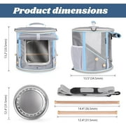 Small to Medium Birds Carrier Cage, Portable Handle Cylindrical Bird House with Metal Tray and Two (2) Wooden Stand Perch, Front Shade with Clear View