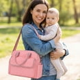 thumbnail image 4 of Diaper bag tote, baby travel bag, multi-functional diaper bag with 3 insulated pockets, wet and dry compartments, large capacity, crossbody travel maternity bag, lightweight shoulder bag (pink), 4 of 6