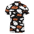 thumbnail image 5 of Black Halloween Background with Pumpkin Men Zipper T-shirt Summer Casual Short Sleeve T-shirt Top, 5 of 7