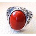 thumbnail image 4 of NEW Coral Mans Ring, Natural Red Coral Ring, Unisex Ring, Silver Jewelry, 925 Silver Ring, Birthday Gift, Heavy Mens Ring, Arabic Design, Ottoman Style Ring, Christmas, Turkey Mens Signet Ring, 4 of 6