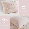 thumbnail image 5 of 4PCS Twin/Twin XL Cotton Jacquard Pom Pom Comforter Set, 5 of 17