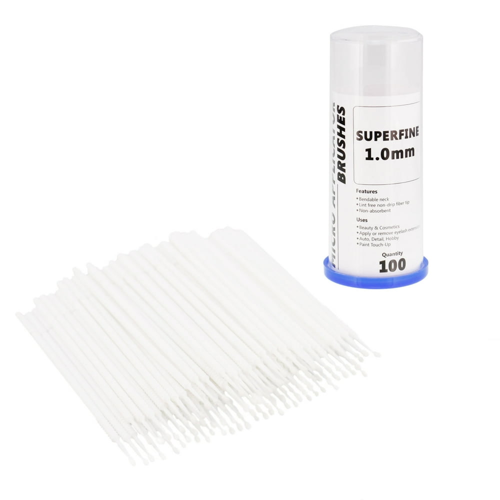 100 Paint Touch Up Brushes, Disposable Micro Brush Applicators, White w