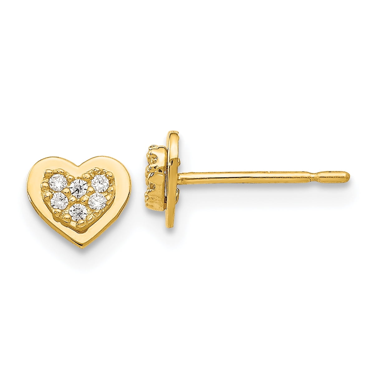 14K Madi K CZ Childrens Heart Post Earrings
