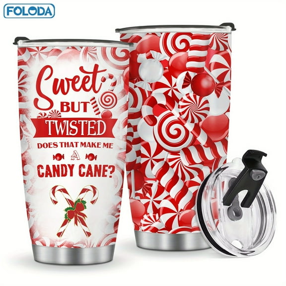 1pc Christmas Gift Candy 20oz Christmas Candy Cane Tumbler Christmas Candy Lovers Christmas Water Bottle Cups Travel Coffee Mug Christmas Tumbler Insulated Birthday Christmas Gifts for Women Men Frie