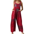 thumbnail image 2 of DPTALR Womens Ethnic Style Patchwork Vintage Printed Buttons Suspender Jumpsuit, 2 of 5