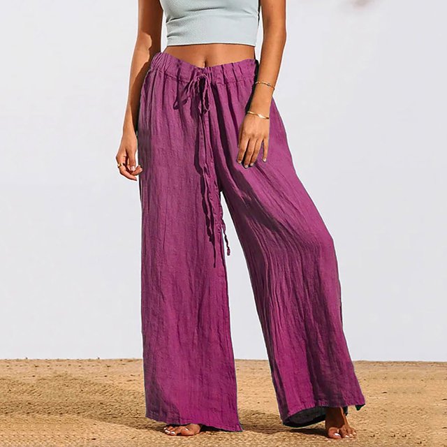 ICHUANYI Liquidación Pantalones sólidos ocasionales de las mujeres Pantalones largos ocasionales elásticos cómodos ICHUANYI WER202308255879