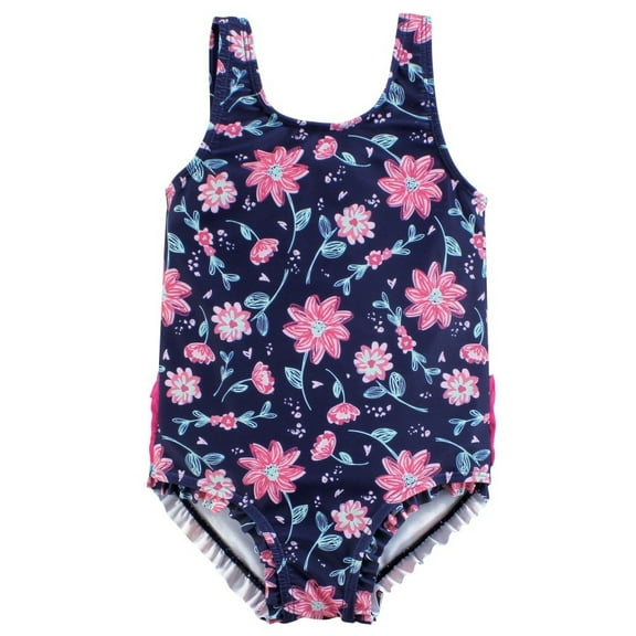 Hudson Baby Girls Toddler Swimsuit, Botanical, 2T