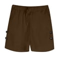 thumbnail image 6 of Tmtolofot Cotton Linen Shorts for Men Elastic Pocket Side Slit Short Pants with Zipper Pocket Drawstring Solid Loose Casual Pant Lightweight Vacation Slacks 2026 Summer Beach Shorts|Brown|XL, 6 of 9