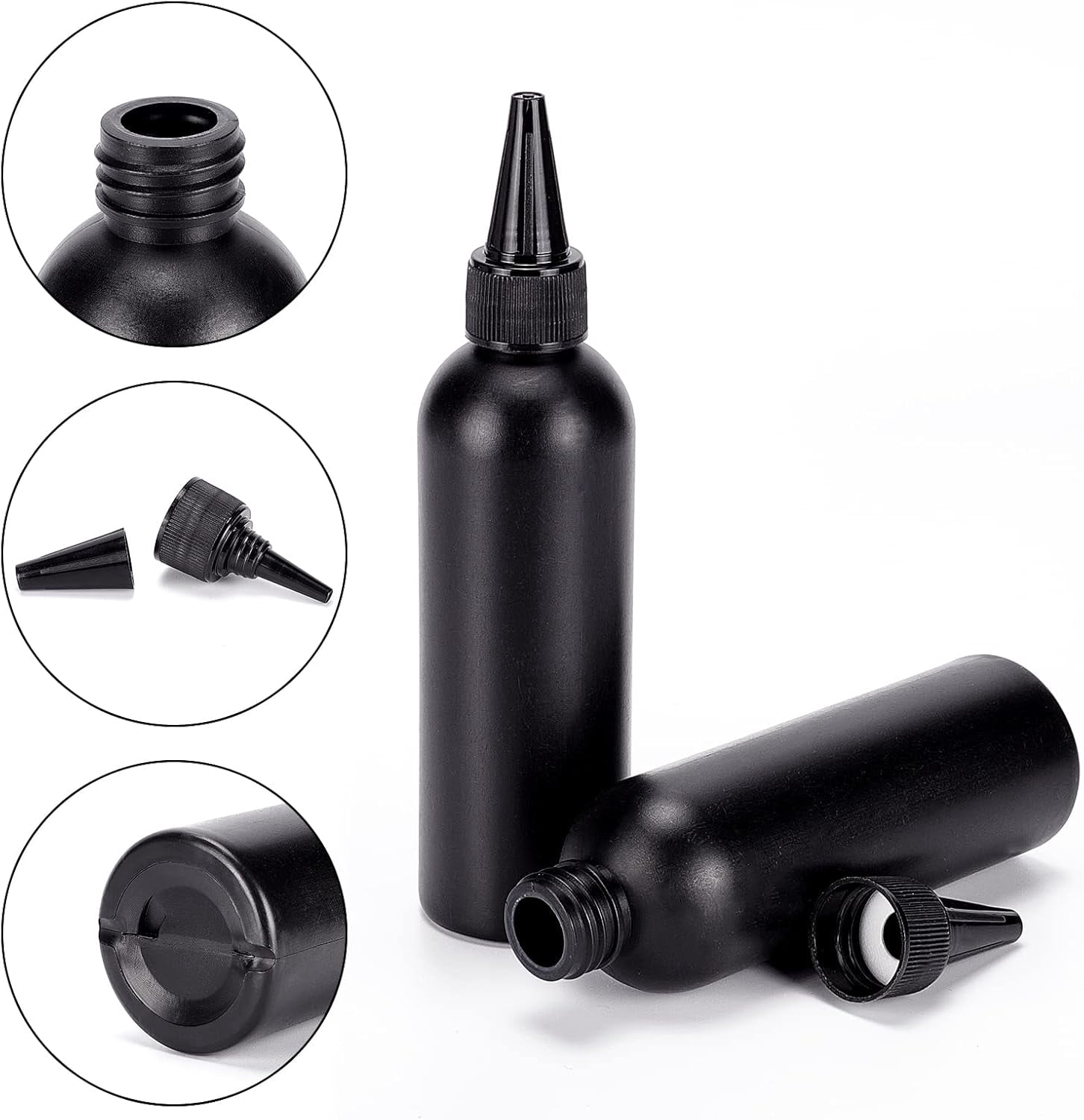 16Pcs 120ml/4.06oz Black Plastic Squeeze Bottles Squeeze Condiment Bottles with 2Pcs Funnels and 10Pcs Transfer Pipettes for Ink Tattoo Liquid Painting Glue Mixed Color