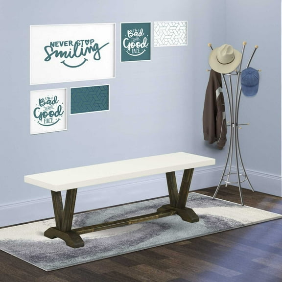 East West Furniture Dining Chair Distressed Jacobean & Linen White, VB726