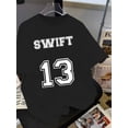 thumbnail image 1 of Swift 13 Graphic Tee for Girls, Casual Crew Neck Cotton Knit Top with Alphabet Applique, Loose Fit Short Sleeve Summer Shirt, Casual Summer Top | Trendy Graphic Tee | Machine Washable Top, 1 of 6