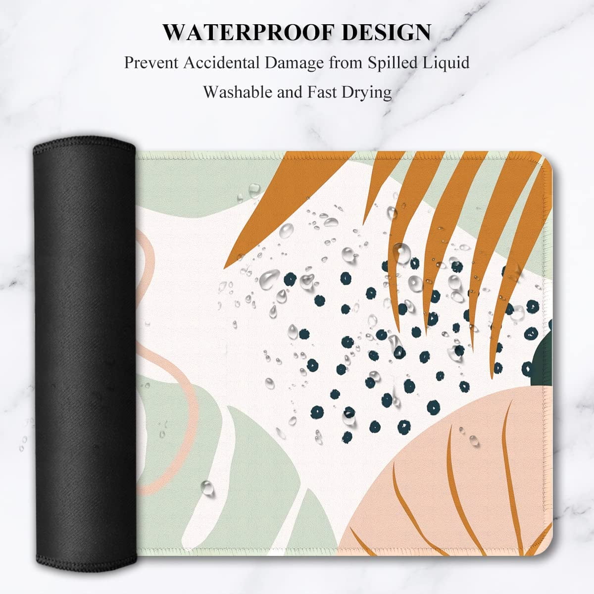 Desk Pad, XXL Large Mouse Pad, Extended Gaming Mousepad, Cute Desk Mat for Women, Big Office Accessories Mouse Pad for Computer Keyboard and Laptop, 35.5 x 15.7 Inch, Green Boho Style