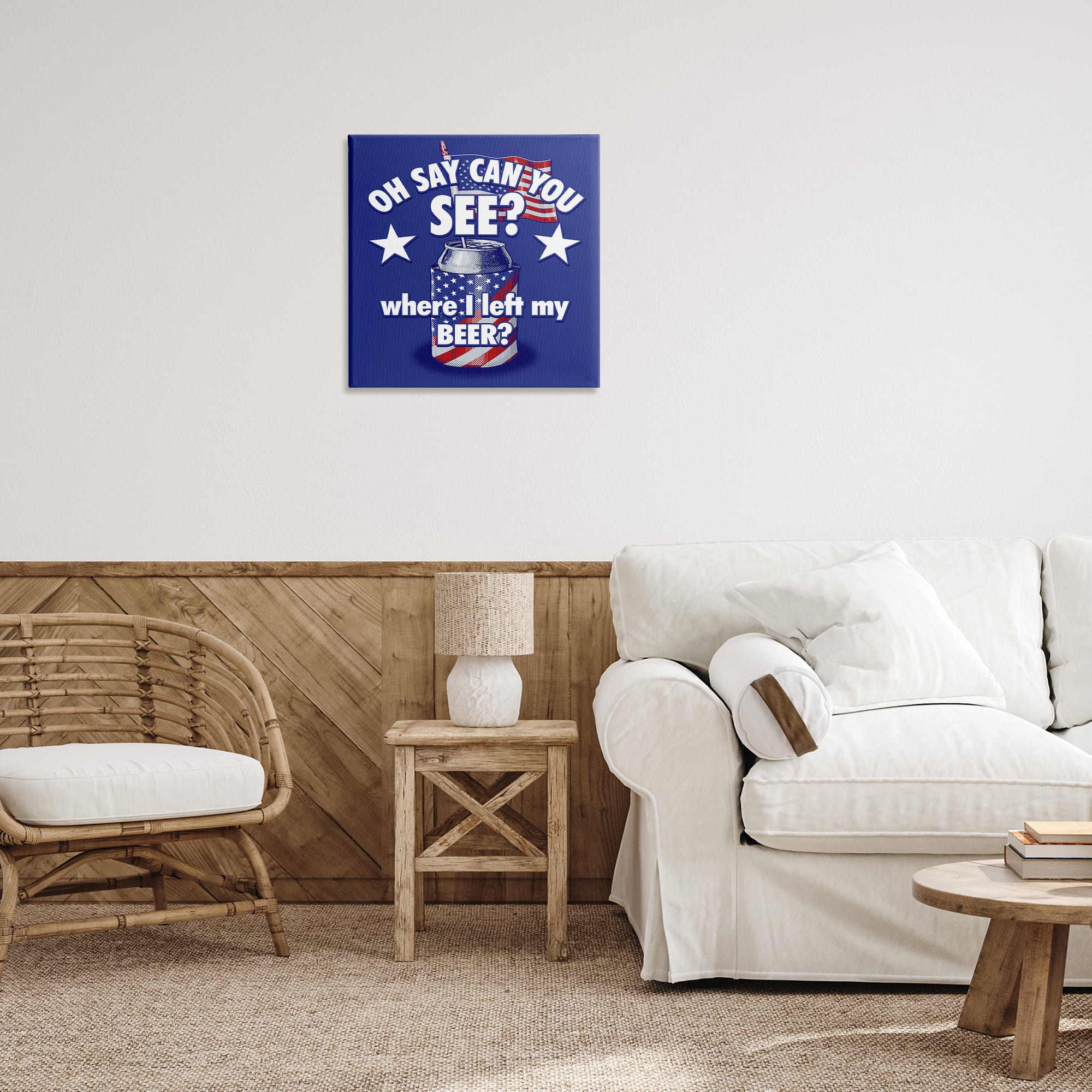 Stupell Industries Funny Patriotic Beer Patriotic Painting Wrapped Canvas Art Print Wall Art, 24 x 24