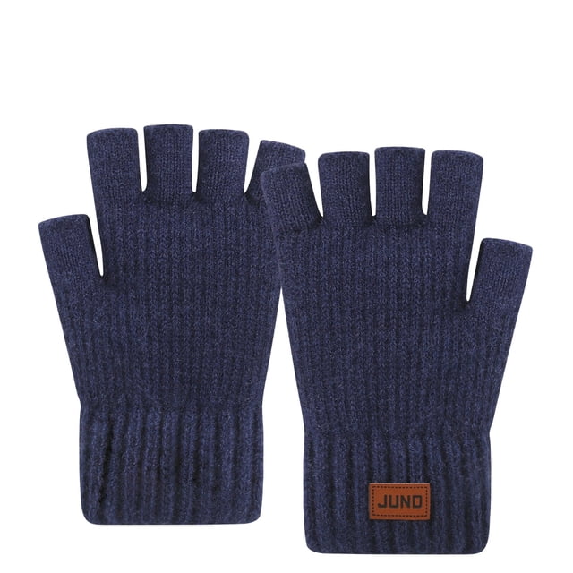 RXMEKW Men's Gloves, Winter Knitted Velvet Double-Layer Warmth