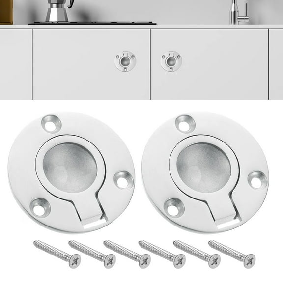 Flush Ring Pull Handle, 2Pcs - 316 Stainless Steel Round Recessed Door Pull