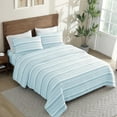 thumbnail image 6 of ClevaHome 3-Piece Twin Microfiber Classic Stripe Bed Sheet Set, Super Soft, Breathable Stripe Bedding with 17 inches Deep Pocket, Glacier Stripe, 6 of 7