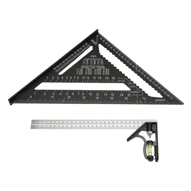 Common Rafters Ruler 12inch Rafter Square and Combination Triangle Square,Carpenter Square ...