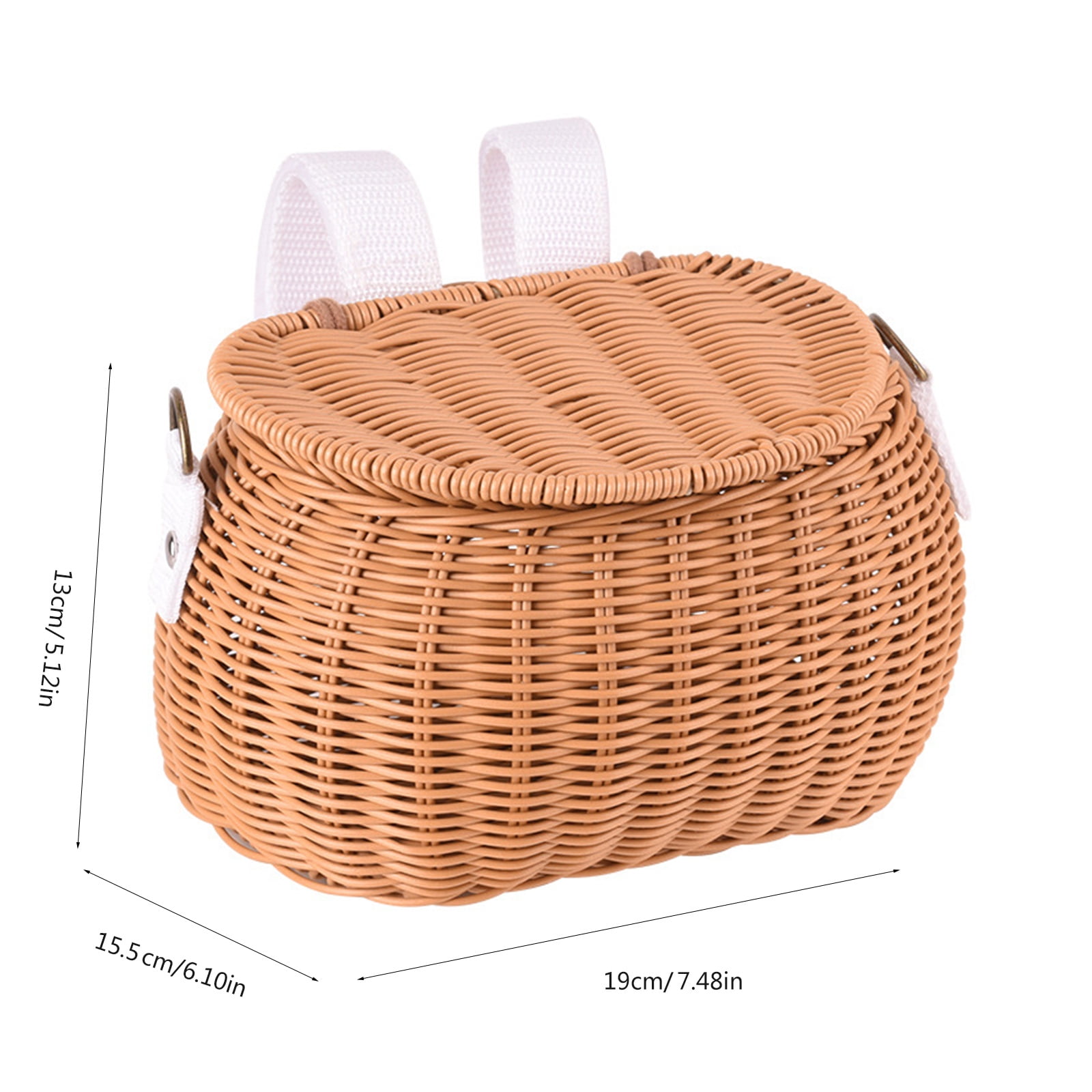 UNTERING Bicycles Wicker Basket Front Handlebars Basket with Belt and Lid Wovens Bikes Basket for Kids Bikes, Scooter