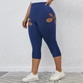 thumbnail image 5 of safuny Women's Yoga Legging Capri Pants Fall Graphic Solid Color Relaxed High Waist Trousers Running Sports Stretch Girls Trendy Blue XXXL, 5 of 8