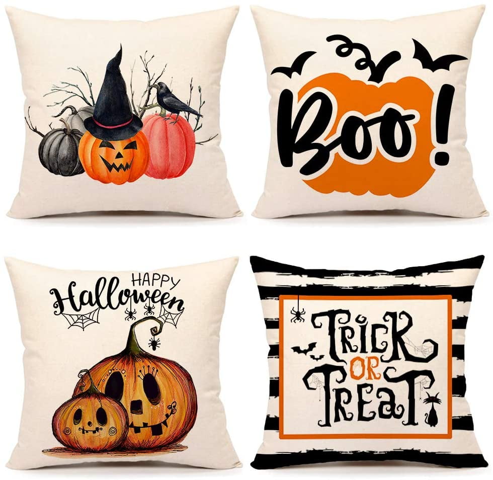 RanSeTi Fall Halloween Pumpkin Pillow Covers 18X18 Inches Set Of 4