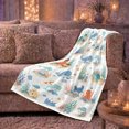 thumbnail image 6 of Whimsical Underwater Sea Creatures, Playful Coastal Landscape Scene, Warm Flannel Blanket for Beach House and Living Room, Beach Lovers Valentine's Day Gift, Coastal Home Decor, 6 of 9
