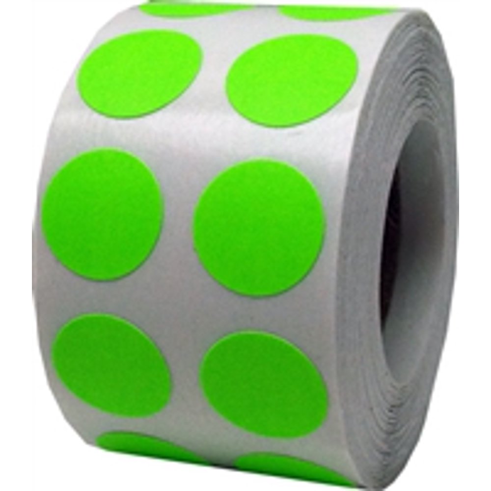 Fluorescent Green Circle Dot Stickers 0.5" Inch Round 1,000 Pack