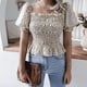 thumbnail image 1 of Top con cuello cuadrado,Top con cuello cuadrado, Top con mangas abullonadas, Blusa de verano, Rendimiento inigualable, 1 of 6