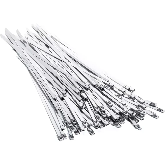 FINE MAKER Modern 100 7.8 Inch Metal Cable Ties Stainless Steel Heavy Duty Self-Locking Cable Ties