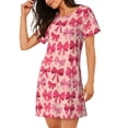 thumbnail image 2 of Naloa pink ribbon bows Print Women Nightgowns,Womens Loungewear,Short Sleeve Sleepwear,Comfy Ladies Nightdress, 2 of 6