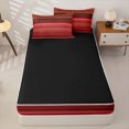thumbnail image 4 of Castle Fairy Retro Horizontal Stripe Zipper Twin Comforter Sets with Fitted Sheet and 2 Pillowcases,Mid Century Thin Line Zipper Bedding Set,Rust Crimson Blush,Reversible, 4 of 5