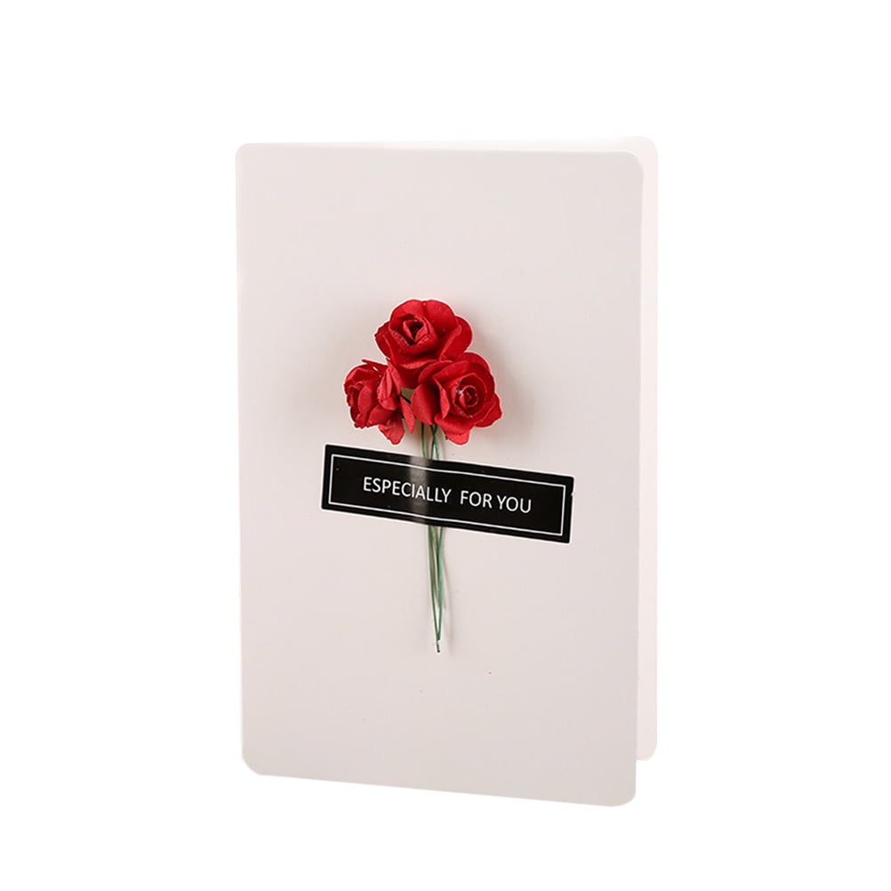 Creative Handmade Greeting Small Fresh Dried Flower Invitation Birthday Party Decorative for Wedding Party Banquet (White Paper w