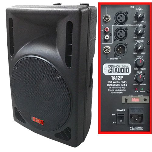 1000 Watt Powered DJ - 12-inch - Bi-Amp 2-Way Active Speaker System by Adkins Pro Audio - TA12P - Walmart.com