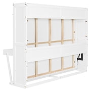 Harper & Bright Designs Queen Size Wall Murphy Bed with Storage, Foldable Cabinet Bed with Vanity Desk, Center Mirror & 2 Side Drawers for Guest Room Office, White
