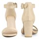thumbnail image 3 of Sandalias de tacón grueso con punta abierta y correa en el tobillo para mujer Beige 37, 3 of 6
